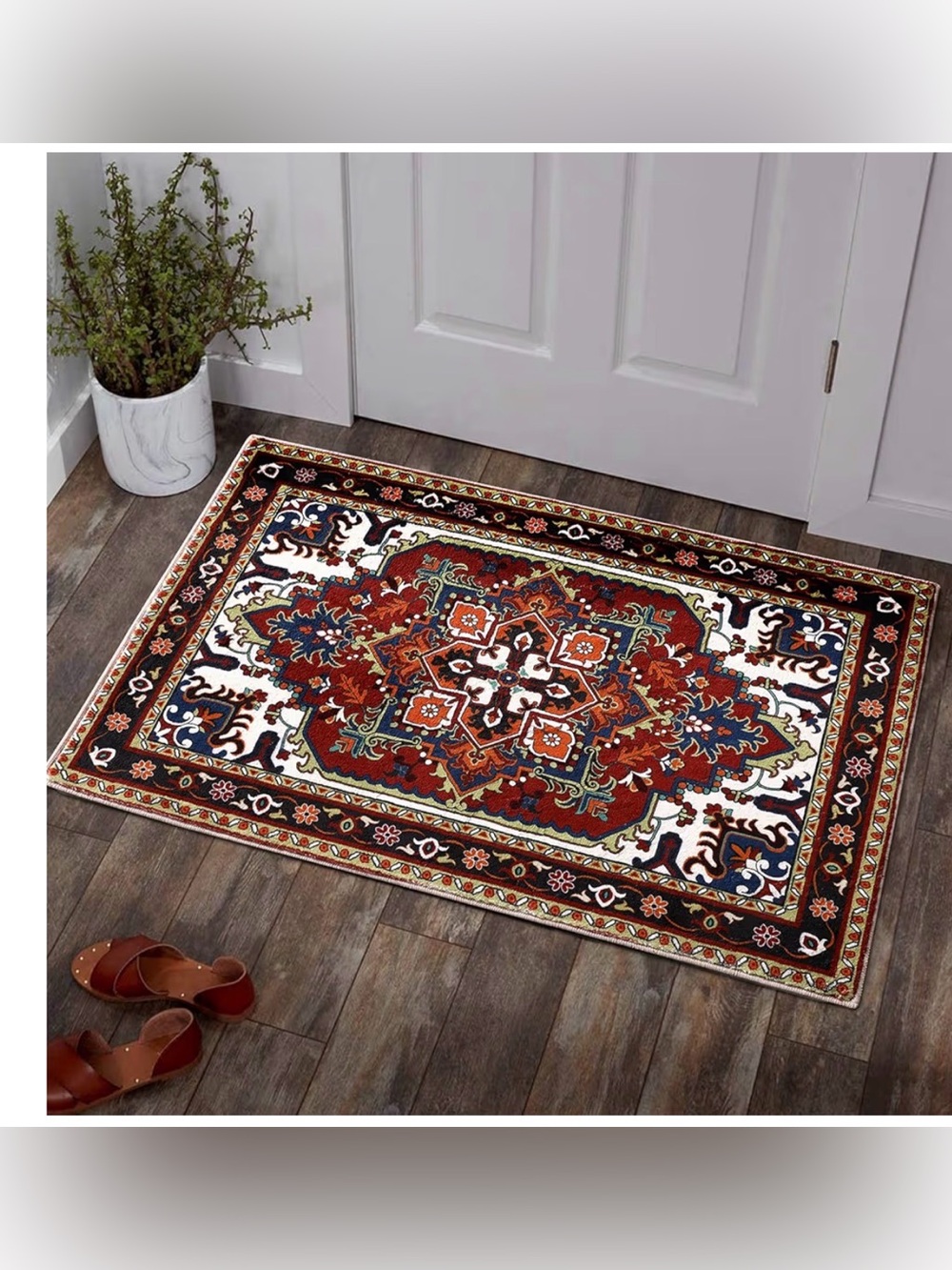 YoKii - 2x3 Classic Red Medallion Accent Rug